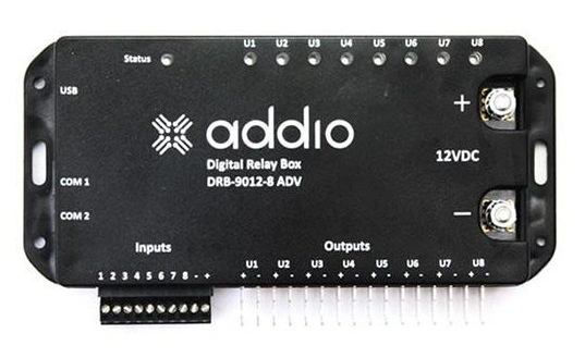 Digital relay box for automotive high-power load control with multiple inputs and outputs, developed by Digital Dividend.