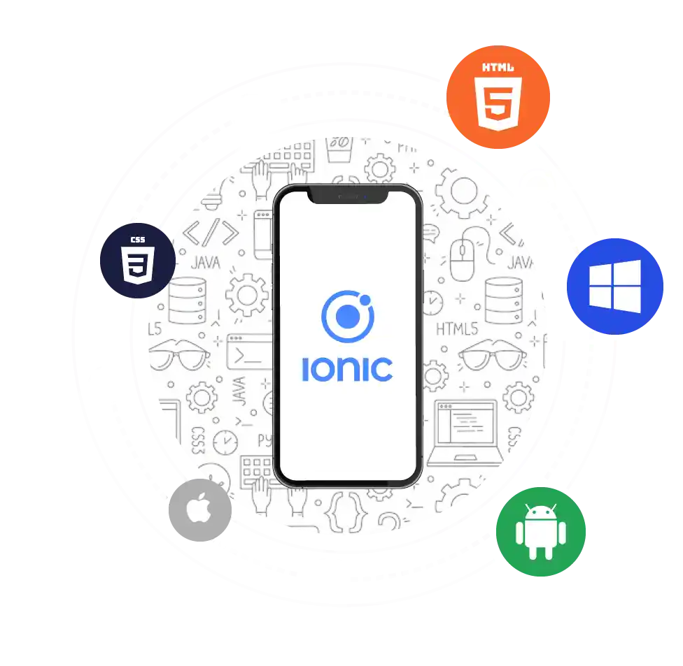 Ionic App Development Company showcasing cross-platform mobile app development with Ionic framework, supporting Android, iOS, and web technologies, powered by Digital Dividend.