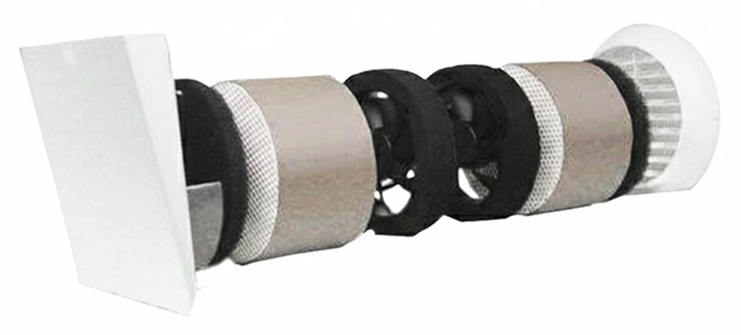 Smart ventilation system for cold climates showing internal airflow components and heat recovery design, developed by Digital Dividend