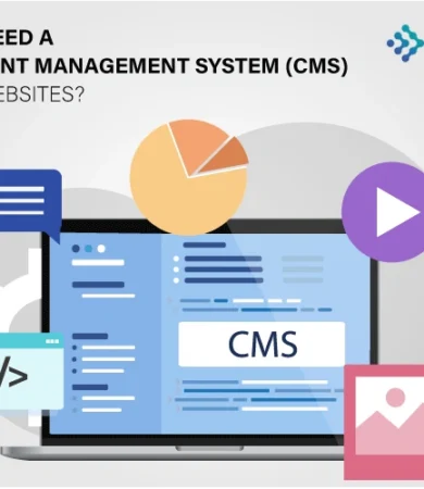A professional digital banner for Digital Dividend titled "Do I Need a Content Management System (CMS) for a Website?" showcasing a laptop interface surrounded by content management icons.