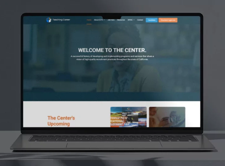 A professional laptop display showcasing a web-based recruitment system designed by Digital Dividend as part of a Job & Agency Management Portal Executive Summary.
