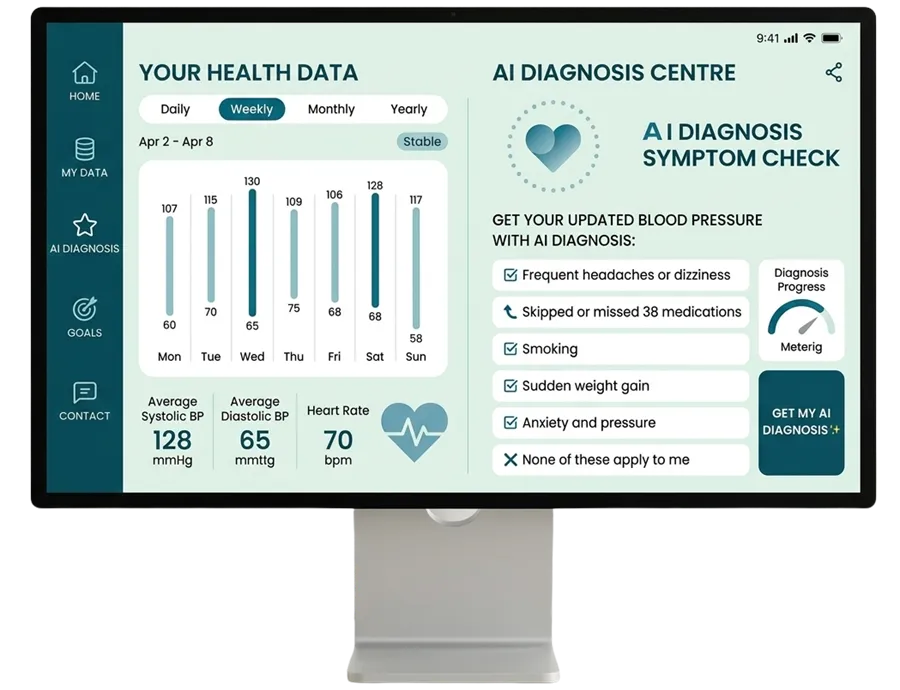 A professional case study showcase for Digital Dividend titled "Outcome - EHR Software for CareLink Health," featuring a comprehensive medical UI with heart rate tracking and automated health alerts.